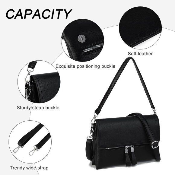 Women’s Small Crossbody Purse Faux Leather Compact Zipper Bag - Picture 4 of 6